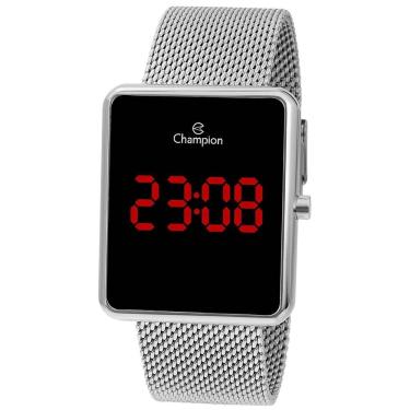 Imagem de Relógio Champion Feminino Ref: Ch48180t Led Retangular Mesh Prateado