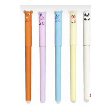 Imagem de KUAOOAUK 10 canetas de gel apagáveis, canetas esferográficas de animais fofos de 0,38 mm, canetas recarregáveis com 40 refis e 4 peças, canetas apagáveis para estudantes, escola, escritório, escrita