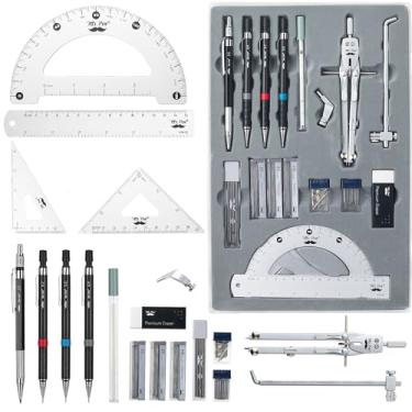 Imagem de Mr. Pen - Conjunto de geometria profissional, kit de geometria prateada para artistas, réguas e bússolas de metal, conjunto de lápis mecânico, ferramentas de desenho e kits de desenho, presente de