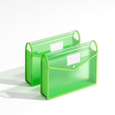 Imagem de XingDuing Pasta de arquivo expansível de plástico, envelopes transparentes com fecho de pressão, tamanho carta/A4 para escola/escritório/casa/hospital, sem divisórias, grande capacidade - pacote com 2