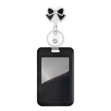 Imagem de Carretel retrátil de crachá de enfermeira com laço de strass fofo com porta-cartões de identificação, carretel de crachá de pérola com glitter engraçado para chaveiros, o melhor presente para médico