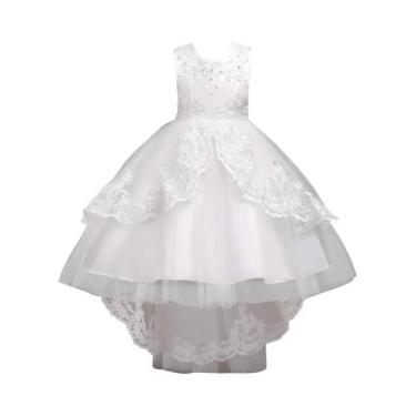 Imagem de Vestido Sem Mangas Bordado Com Pérolas Para Menina Princesa Vermelha V