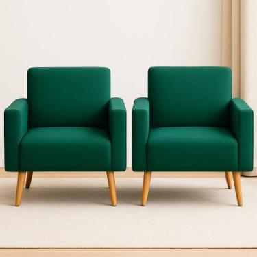 Imagem de Kit 2 capas poltrona tradicional sala- ajustavel premium Cor:Verde Esm