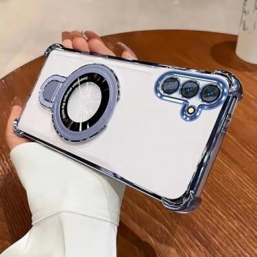 Imagem de Capa com suporte magnético e revestimento à prova de choque para Samsung Galaxy A16 A26 A36 A56 A17 A07 A06 A15 A25 A35 A55 A14 A24 A34 A54, Azul, A07