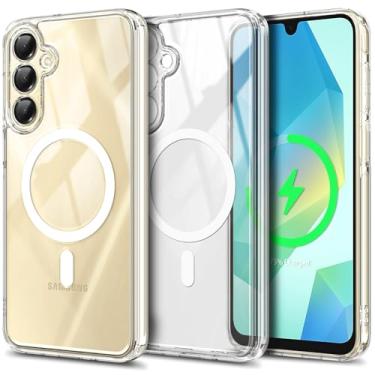 Imagem de WDHD Capa de celular projetada para Samsung Galaxy A16 5G [compatível com MagSafe] [proteção total da câmera] Capa magnética transparente protetora fina à prova de choque transparente, transparente
