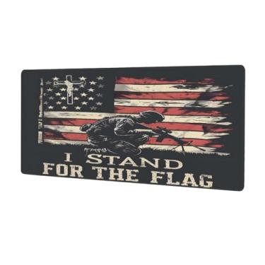 Imagem de Tapete de mouse retrô americano com bandeira grande, impermeável, protetor de mesa estendido, tapete de borracha antiderrapante para escritório, computador, teclado, laptop e mesa de casa, mouse pad