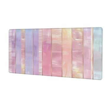 Imagem de Tapete de mouse grande de madeira de vitral à prova d'água para computador protetor de mesa com base de borracha antiderrapante para escritório, computador, teclado, laptop e mesa de casa, mouse pad