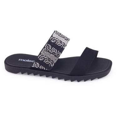 Imagem de Chinelo feminino Moleca 5454.116 tiras largas camurça strass