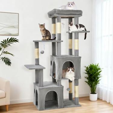 Imagem de Garvee Árvore para gatos de vários níveis de 155 cm para gatos internos, torre resistente para gatos adultos grandes e Maine Coon com poleiro extragrande, 2 apartamentos espaçosos, arranhadores de
