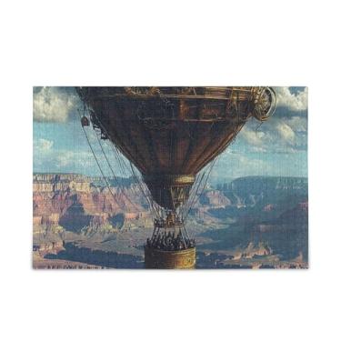 Imagem de 500 Piece Steampunk Hot Air Balloon Puzzle Wood and Paper Material, Difficult Puzzles for Adults
