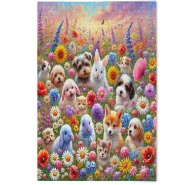 Imagem de Quebra-cabeça 500 peças adultos animais primavera jardim cachorro impressão quebra-cabeça engraçado criativo jogo família arte, 500 peças, 52 cm x 37,8 cm