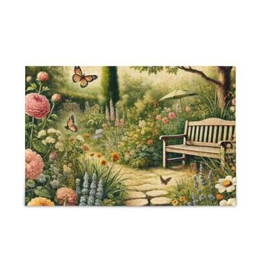 Imagem de Quebra-cabeça de jardim de flores verdes de 500 peças, jogos de quebra-cabeça composto de papel e madeira para adultos com bolsa de armazenamento