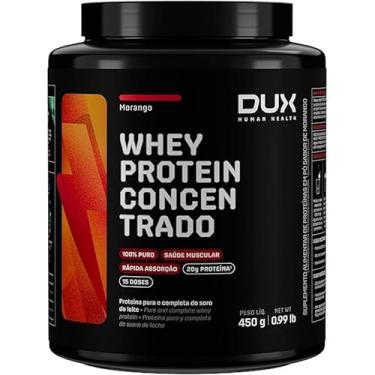 Imagem de Whey Protein 100% Concentrado Pote de 450g Sabor Morango-Dux Human Health-Dux Nutrition