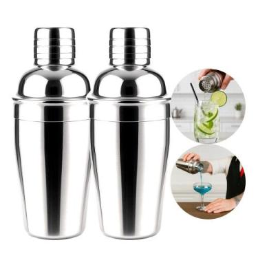 Imagem de Kit 2 Coqueteleira Aço Inox 750ml Bar Man Profissional Inox Drink Caip