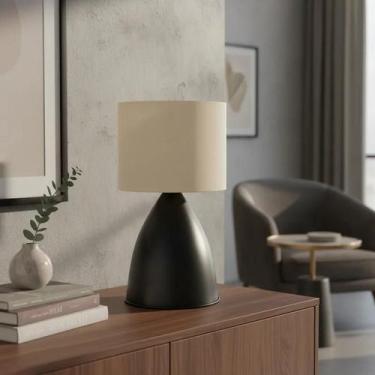 Imagem de Abajur luminária de Mesa Clássico elegante Moderno Bojudo Preto Com Cú