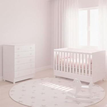 Imagem de Quarto Bebe Infantil Doce Sonho Berço Vira Cama e Cômoda Trocador 4 Ga
