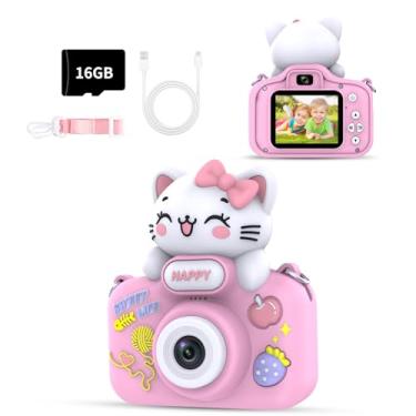 Imagem de VETEK Câmera De Vídeo Infantil, Brinquedo Para Crianças 3 A 12 Anos, Meninos E Meninas, Filmadora Hd Com Capa Protetora Silicone, Presentes Natal Aniversário, Cartão Sd 16 Gb (Rosa)