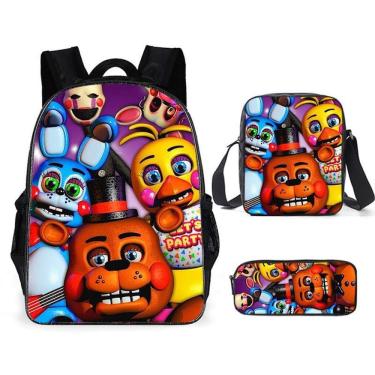 Imagem de Conjunto de mochilas escolares Fives Nights Cartoon Kids Nylon, 3 unidades