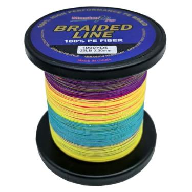 Imagem de MASTERPRO Linha de pesca 100% fibra PE 1000 jardas, colorida, resistente à abrasão, corda trançada de 4 fios, 4,5 kg 6,8 kg 9,1 kg 11,3 kg 13,6 kg 18 kg 22,7 kg 36,3 kg 45,4 kg superlinha de diâmetro