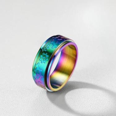 Imagem de Anel para homens e mulheres de aço inoxidável para ansiedade, joalheiro, giratório, anel de polegar 14 quilates/preto/banhado a cores tamanho 7-12, 08, Aço inoxidável, Sem pedra preciosa