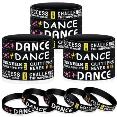 Imagem de Pacote com 36 pulseiras motivacionais de dança de borracha de silicone com mensagens de citação inspiradora presentes de dança para meninas balé, dança, lembrancinhas de festa, prêmio para dançarina, bailarina (preto)