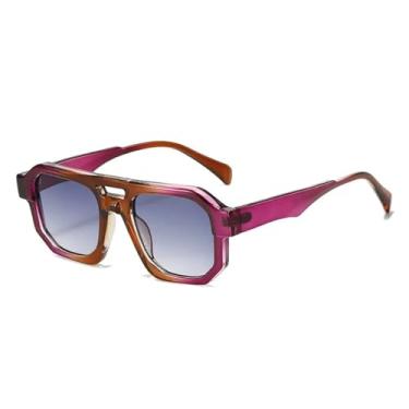 Imagem de Óculos de Sol UV400 - Cores Candy, Ponte Dupla, Degradê, Estilo Punk, para Homens e Mulheres, Esportes ao Ar Livre, Corrida, Ciclismo, Roxo Chá e Cinza
