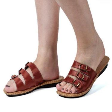 Imagem de Sandália  em Couro Vermelho - Flor D#39;Couro, 35