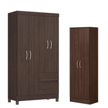 Imagem de Guarda Roupa Solteiro Lótus com Sapateira Multiuso Golden Café - Demób