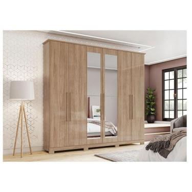Imagem de Guarda Roupa Casal Ambiente Colin Jequitibá Brilho com Espelho - Henn