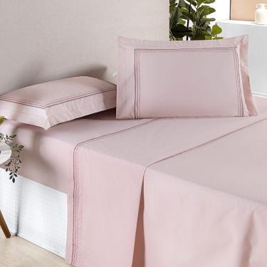 Imagem de Jogo De Cama Ellos 200 Fios Queen 04 Peças 80% Algodão / 20% Poliéster - Rosa