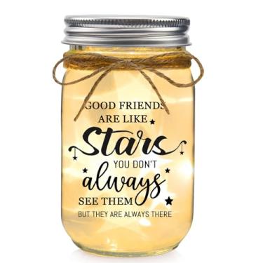 Imagem de COZITED Presentes de amizade para mulheres – Good Friends are Like Stars Mason Jar luz noturna, presentes de aniversário exclusivos para melhores amigas para mulheres, amigas, Natal, Dia dos Namorados