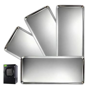 Imagem de indiedouker Bandejas de metal para secador de gelo Harvest Right Home Pro - Aço inoxidável 304 resistente, feito sob medida para secador congelador direito de colheita pequena (pacote com 4)