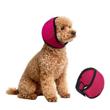 Imagem de Capa para orelhas de cachorro, protetores de ouvido de cachorro, proteção contra ruído, ajustável, sem agitação, confortável, silencioso, capô, secagem por sopro, faixa de cabeça (Fúcsia, P (círculo
