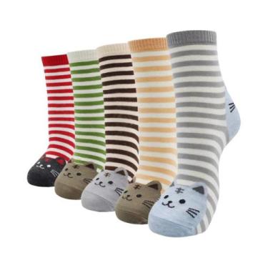 Imagem de Conjunto De Meias Kawaii De Vaca, Cachorro E Gato, 10 Peças (5 Pares) 