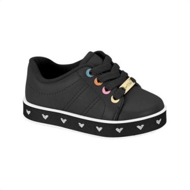 Imagem de Tênis Infantil Feminino Molekinha Com Solado Decorado Preto, Preto, 21