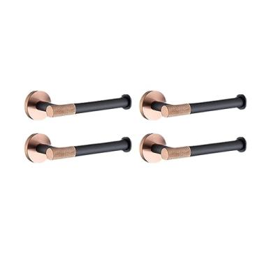 Imagem de O conjunto de ferragens de banheiro de aço inoxidável preto fosco ouro rosa inclui suporte para toalha, suporte de rolo de escova de vaso sanitário e suporte de papel (2 peças de suporte de papel)