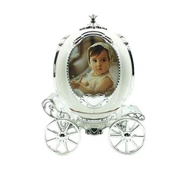 Imagem de Molduras personalizadas abóbora carro moldura de foto caixa de música moldura de mesa giratória foto festa casamento acessório decorativo moldura (dourada) (prata)