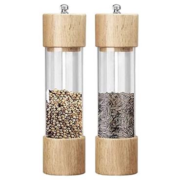 Imagem de 5sssallefaa Conjunto de moedor de sal e pimenta, moedores manuais de sal e pimenta - Moedor de sal e moedor de pimenta, núcleo de cerâmica ajustável, utensílios de cozinha, 2 unidades