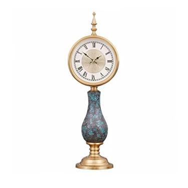 Imagem de pcagfaajmh Relógio Manto Estilo Europeu Retro Decorativo Relógio de Mesa Ornamentos Luz Criativa Relógio de Luxo Relógio de Cerâmica Relógio de Mesa Vintage Relógio de Cornija (Cor: Latão) (1)