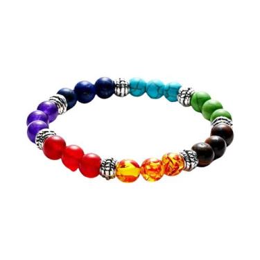 Imagem de Pulseira De 7 Chakras Com Pedras Naturais E Corda Preta Para Yoga, Rei