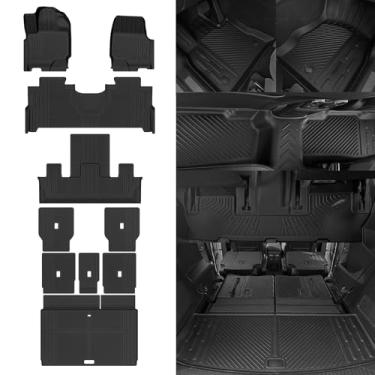 Imagem de NQOQN Tapetes de chão para Ford Expedition MAX 7 assentos 2025 (assento concha de 2 fileiras) para todos os climas, tapetes de porta-malas e 2º/3º tapetes de encosto para acessórios de forro de piso