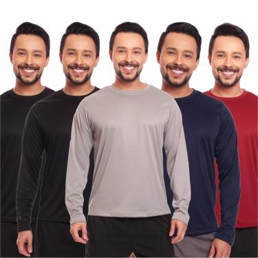 Imagem de Kit 5 Camisas Segunda Pele Proteção Solar Uv Térmica Corrida Bike-Masculino