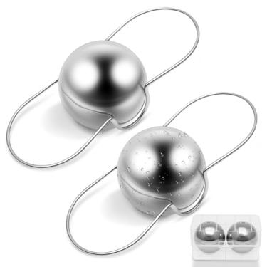 Imagem de ZJRDYYK Pacote com 2 bolas de café expresso congeladas para café expresso, refrigerador de bola de gelo de aço inoxidável com suporte e caixa de armazenamento para café, bourbon, uísque e coquetéis