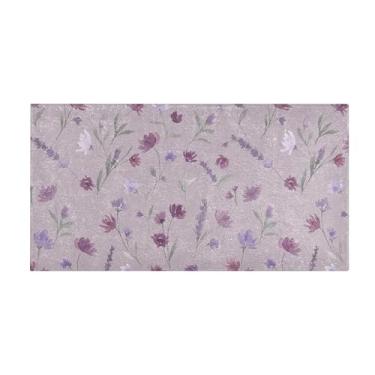 Imagem de Burbuja Tapete de corredor flores de pelúcia antiderrapante tapete de cozinha suporte de borracha para corredor, quarto, sala de estar, decoração de entrada, lavável na máquina, 51 x 99 cm