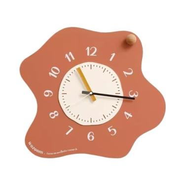 Imagem de VHDY85KA Relógio decorativo de parede para casa irregular decorativo, adequado para sala de estar, estudo, escritório para escritório (laranja, grande)