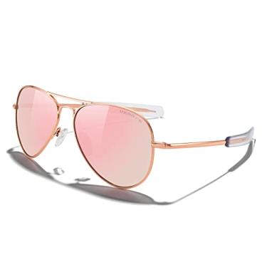 Imagem de MERRY'S Óculos de sol clássico aviador militar polarizado para homens ou mulheres S8562, Armação de ouro rosa 22k/lente polarizada ouro rosa, Lens Width: 57 Millimeters