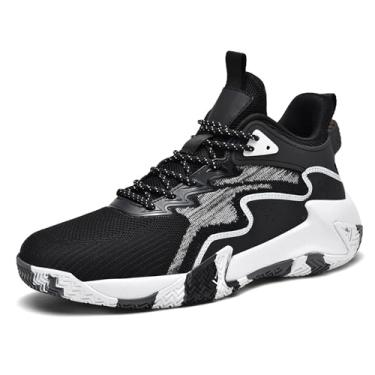 Imagem de CJSPORX Tênis de basquete masculino, respirável, antiderrapante, moderno, esportivo, Preto e branco - 6, 45