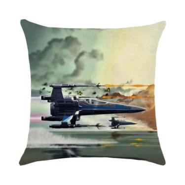 Imagem de Capa De Almofada Em Linho Bege Com Estampa De Avião Para Sofá, Carro, 