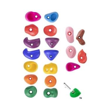 Imagem de Agarras De Escalada Em Rocha Multicoloridas Grandes, 19-30 Peças, Para