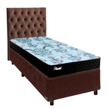 Imagem de Cama Box + Colchão Solteiro Molas Ensacadas Life Gold Paropas + Cabeceira Estofada